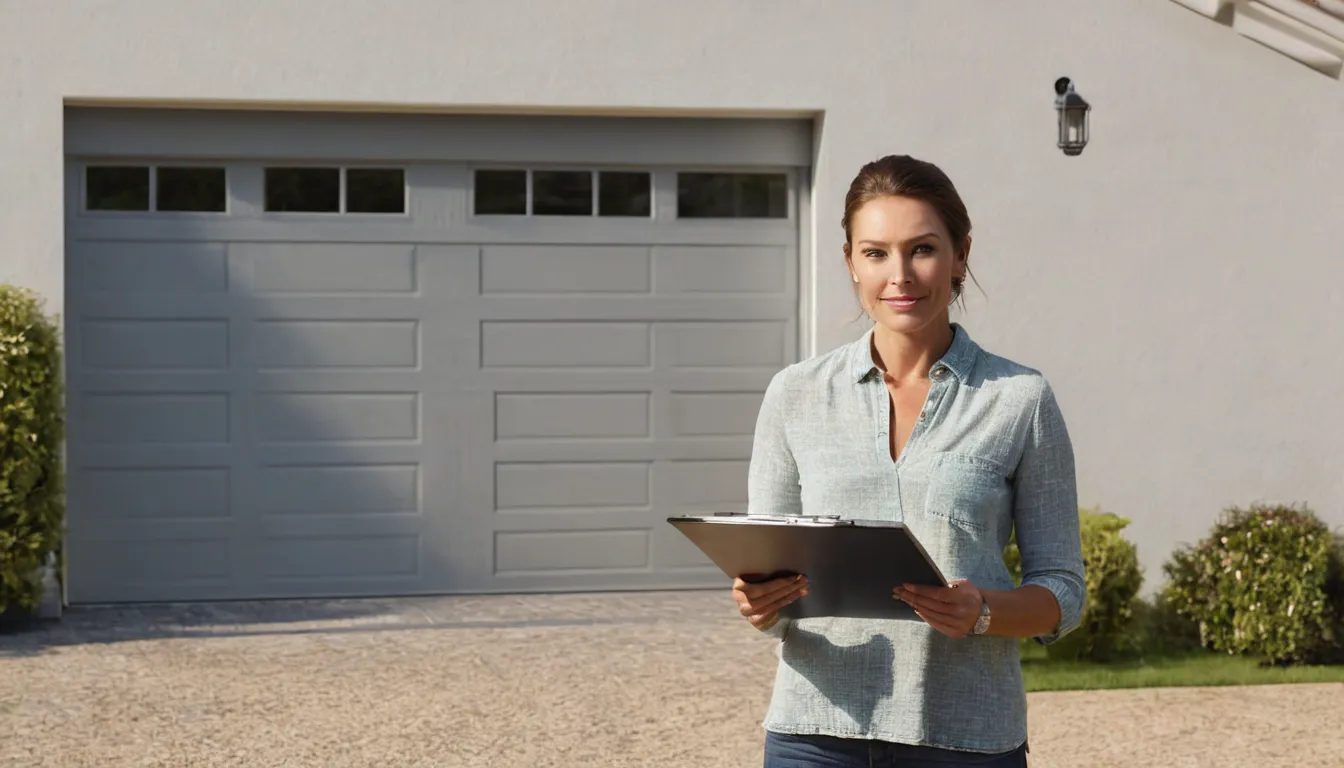 Homeowner reviewing a garage door checklist near San Bernardino