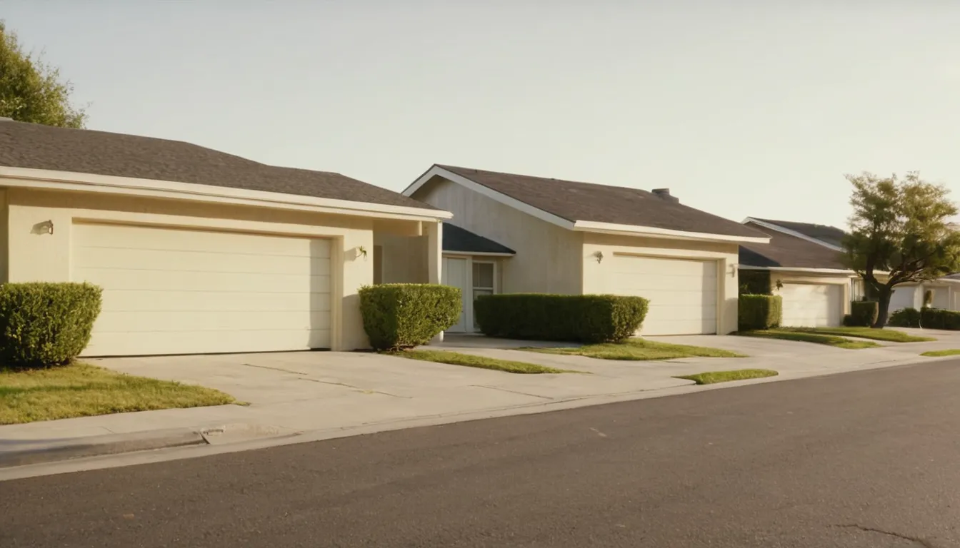 Garage doors on neighborhood homes across the San Bernardino area